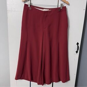 Anthropologie The Essential Culotte Wide Leg High Waisted Rust Cropped Pants